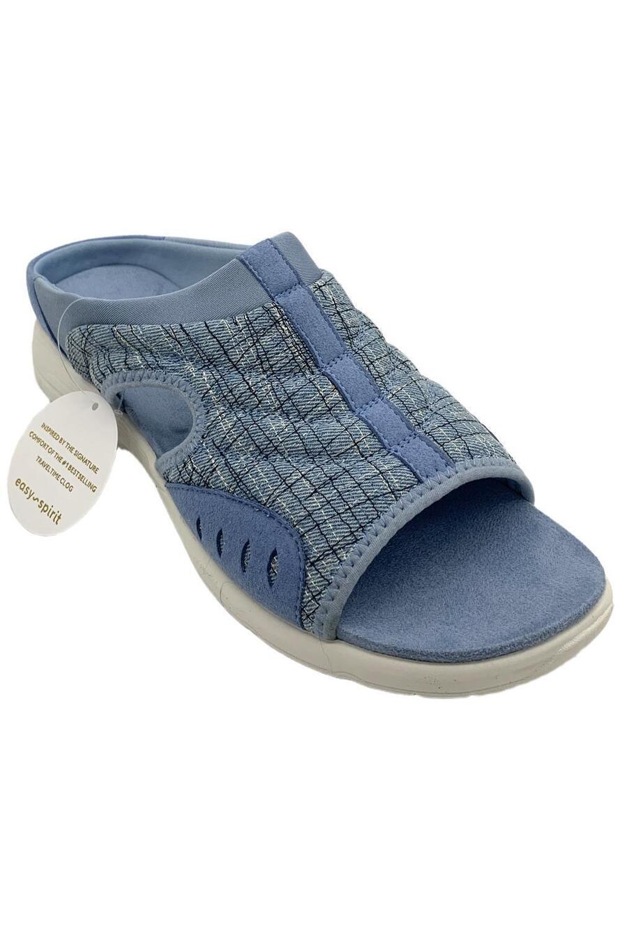 Easy Spirit Women's Traciee Flat Sandal Light Blue/Denim/Abstract - Wide